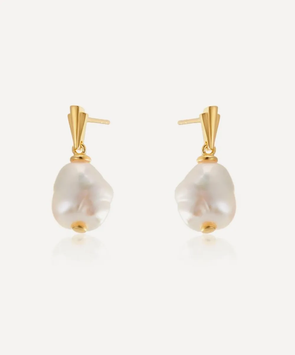 V by Laura Vann Earrings^18ct Gold-Plated Coco Pearl Drop Earrings