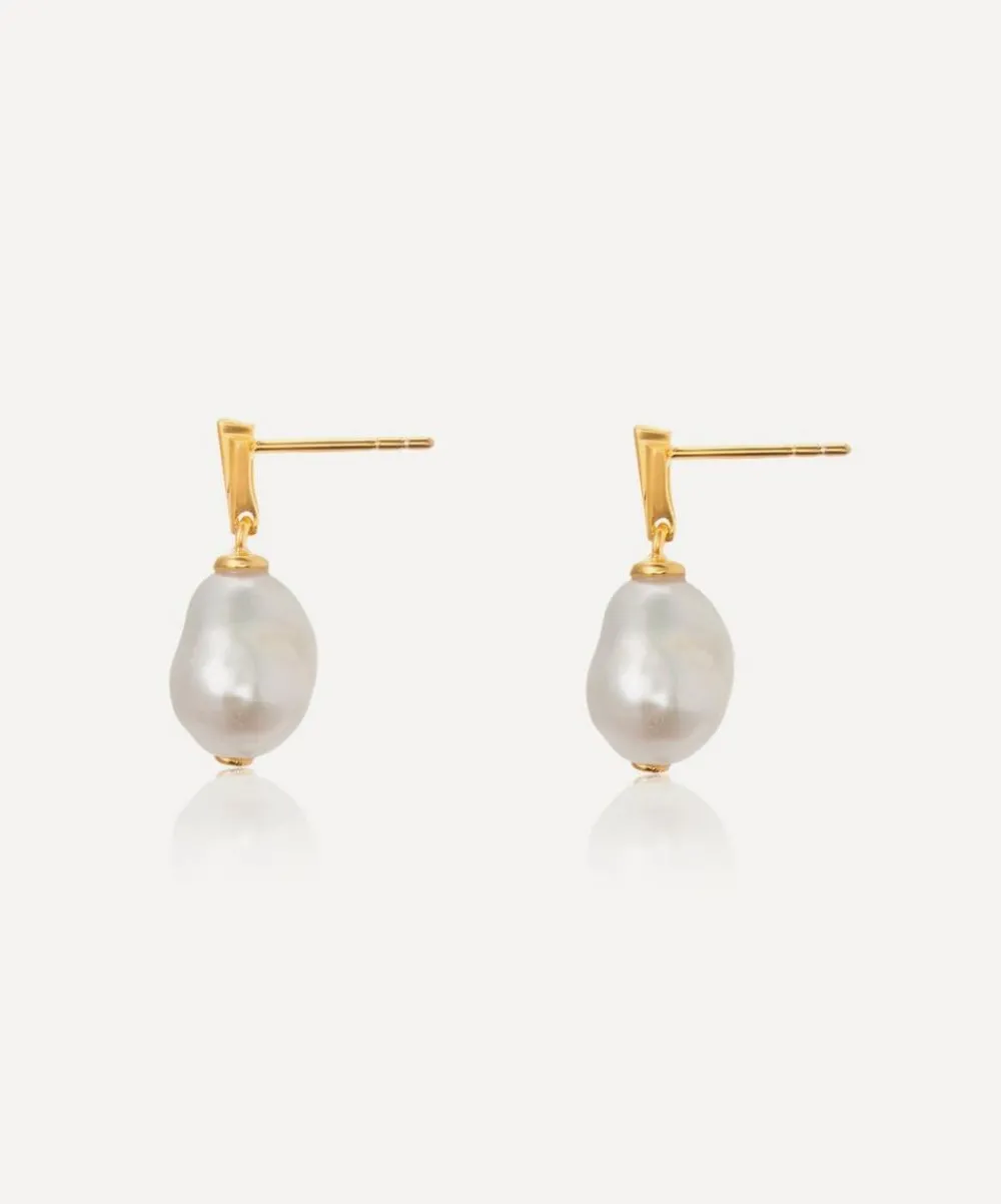 V by Laura Vann Earrings^18ct Gold-Plated Coco Pearl Drop Earrings