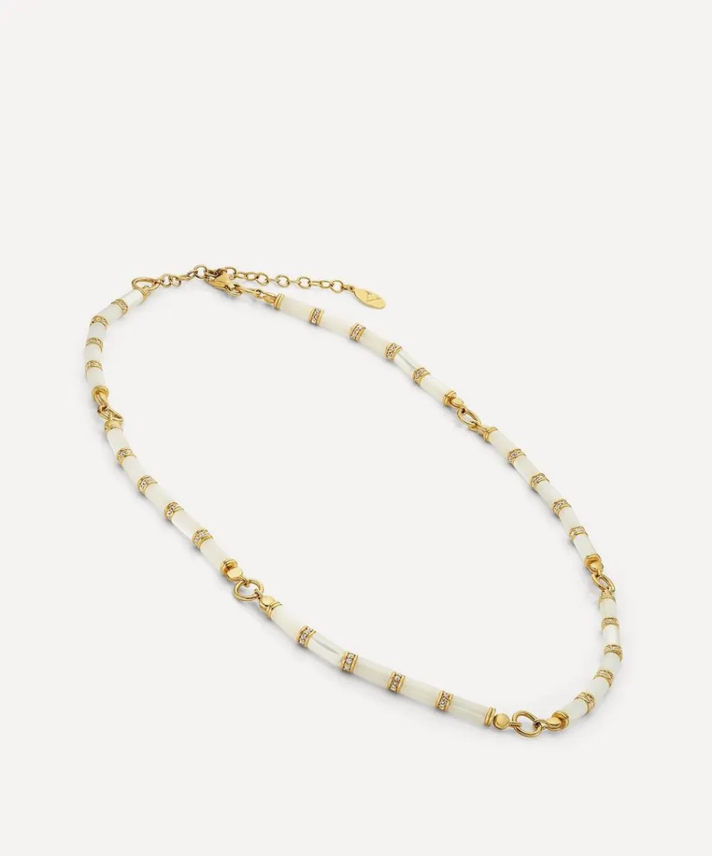 Laura Vann Necklaces^18ct Gold-Plated Column Mother of Pearl Bead Necklace