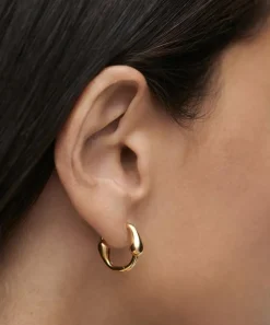 PDPAOLA Earrings^18ct Gold-Plated Cycle Hoop Earrings