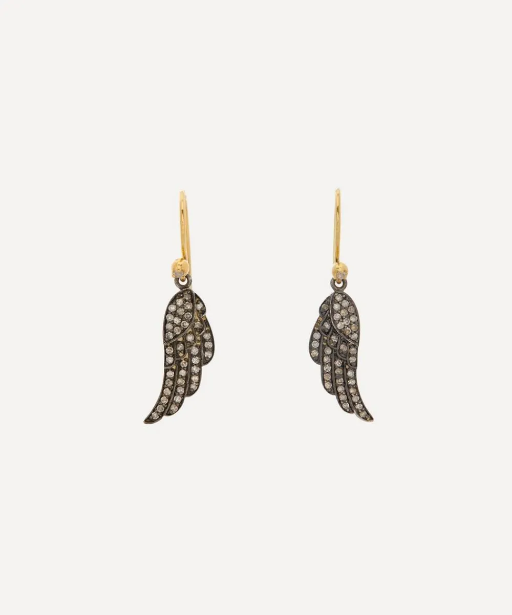 Kirstie Le Marque Earrings^9ct Gold-Plated Diamond Angel Wing Drop Earrings