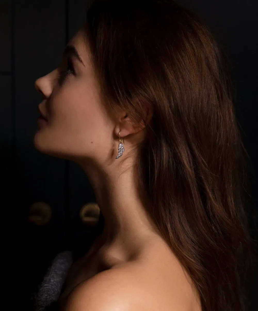 Kirstie Le Marque Earrings^9ct Gold-Plated Diamond Angel Wing Drop Earrings