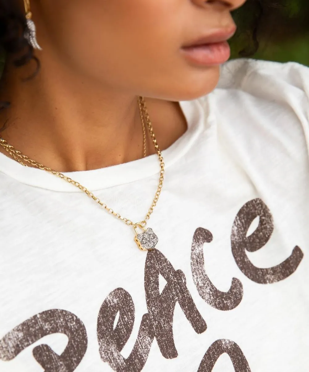 Kirstie Le Marque Necklaces^9ct Gold-Plated Diamond Chunky Lock Pendant Necklace