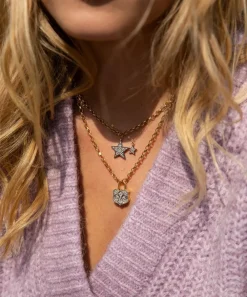 Kirstie Le Marque Necklaces^9ct Gold-Plated Diamond Chunky Lock Pendant Necklace