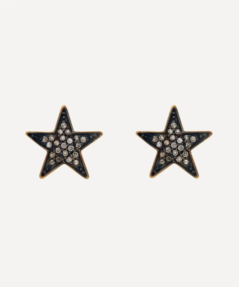 Kirstie Le Marque Earrings^9ct Gold-Plated Diamond Chunky Star Stud Earrings