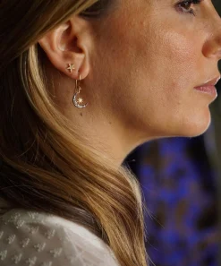 Kirstie Le Marque Earrings^9ct Gold-Plated Diamond Moon And Stars Drop Earrings