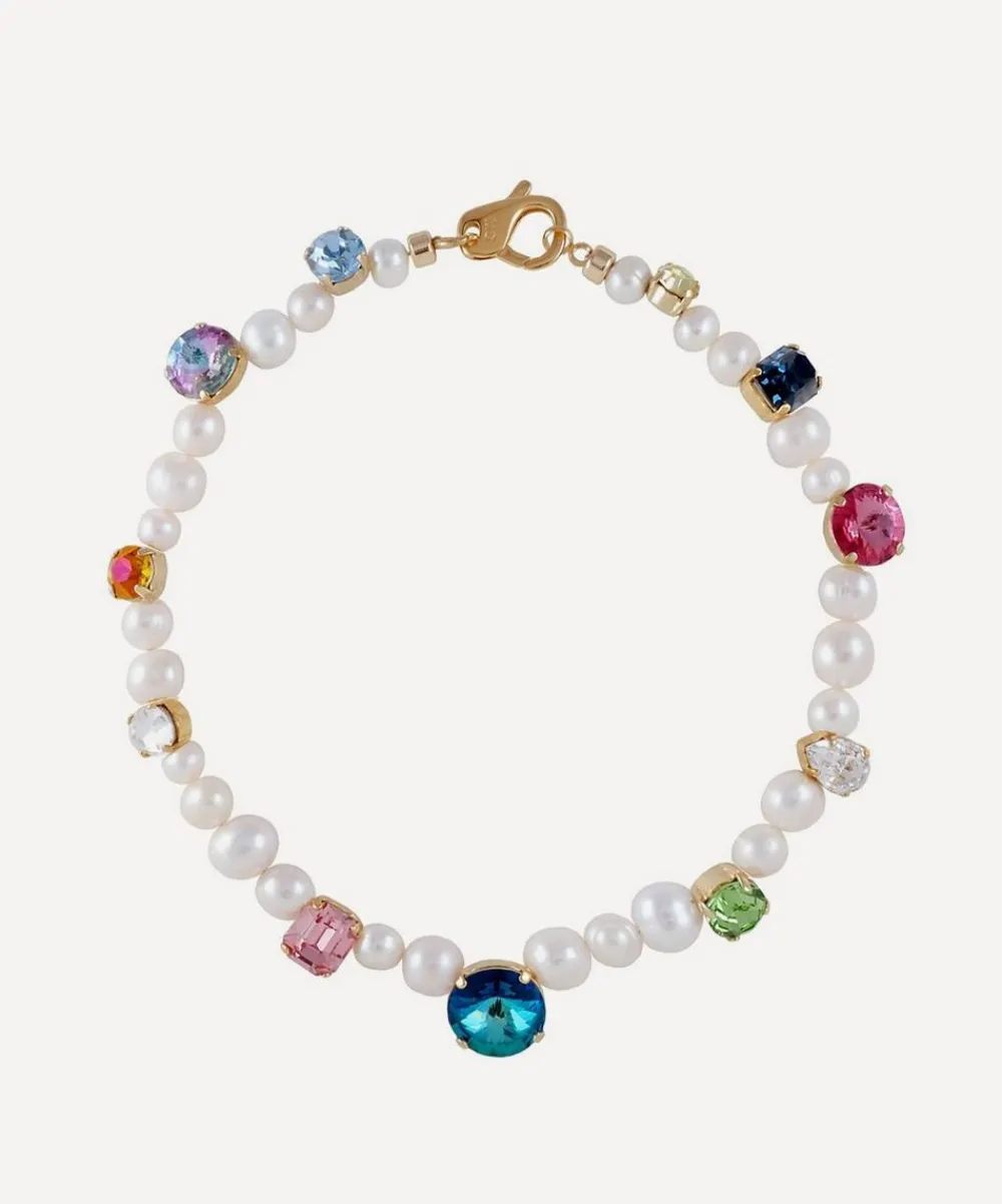 Martha Calvo Necklaces^14ct Gold-Plated Diana Pearl Crystal Necklace