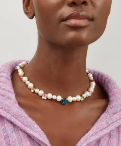 Martha Calvo Necklaces^14ct Gold-Plated Diana Pearl Crystal Necklace