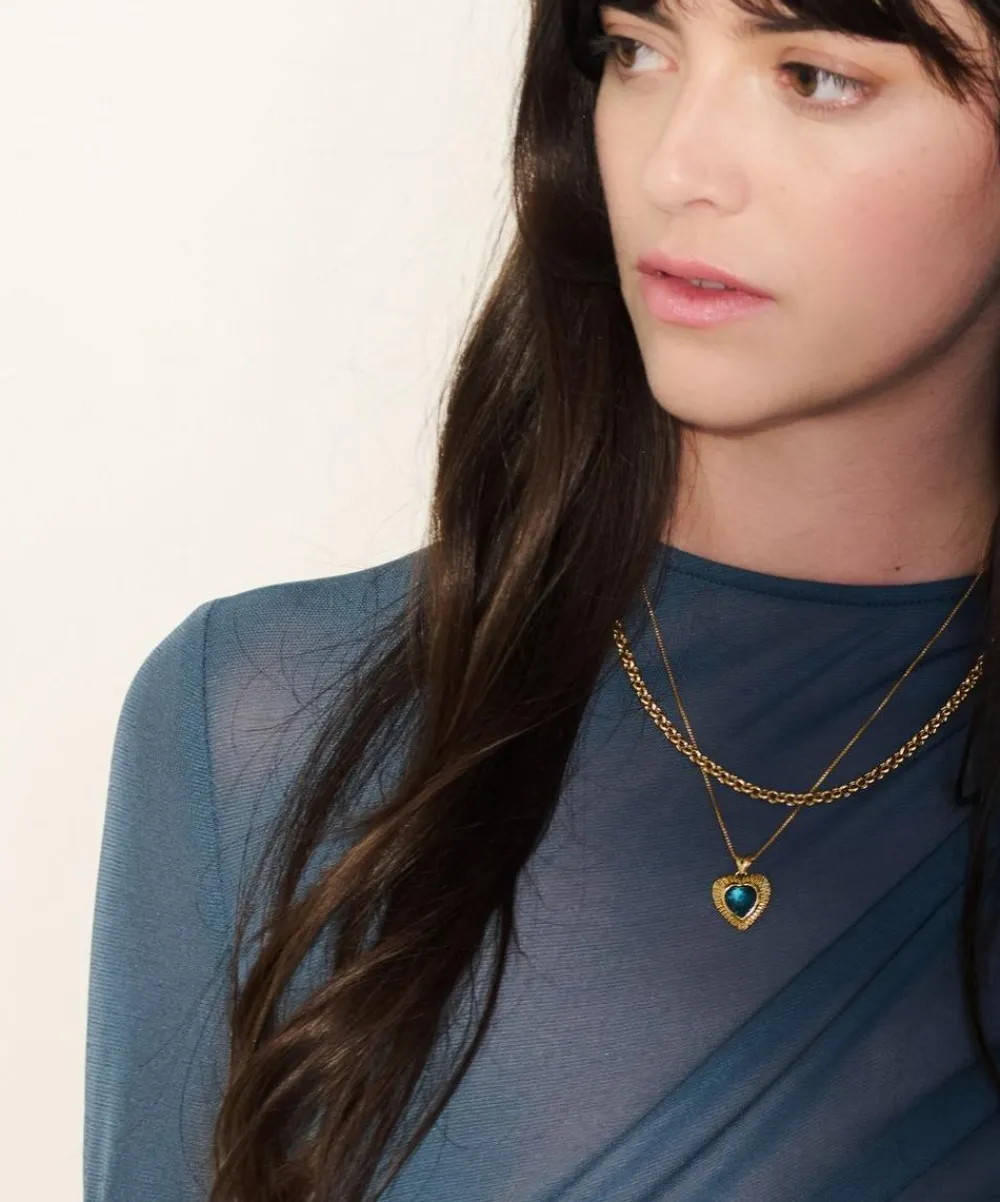 Rachel Jackson Necklaces^22ct Gold-Plated Electric Love Blue Topaz Heart Pendant Necklace