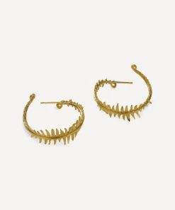 Alex Monroe Earrings^22ct Gold-Plated Fern Hoop Earrings