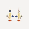 Grainne Morton Earrings^18ct Gold-Plated Glove and Face Charm Drop Earrings