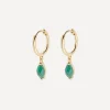 PDPAOLA Earrings^18ct Gold-Plated Green Aventurine Nomad Hoop Earrings