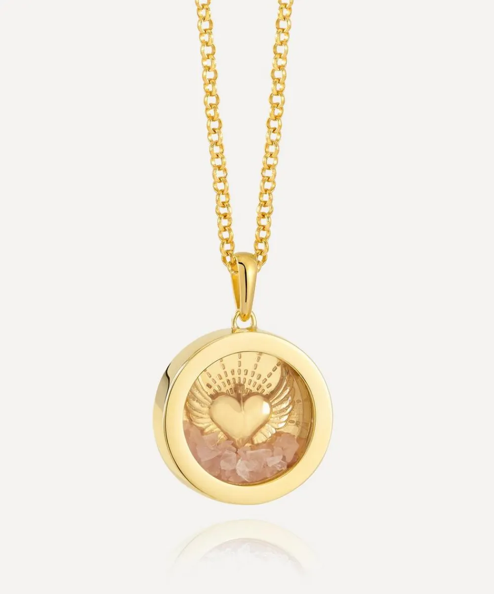 Rachel Jackson Necklaces^22ct Gold-Plated Guadian Angel Rose Quartz Amulet Necklace