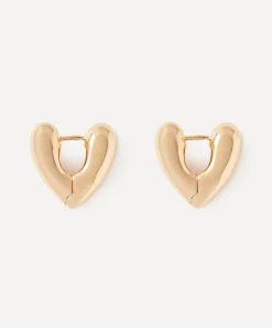 Annika Inez Earrings^14ct Gold-Plated Heart Hoops