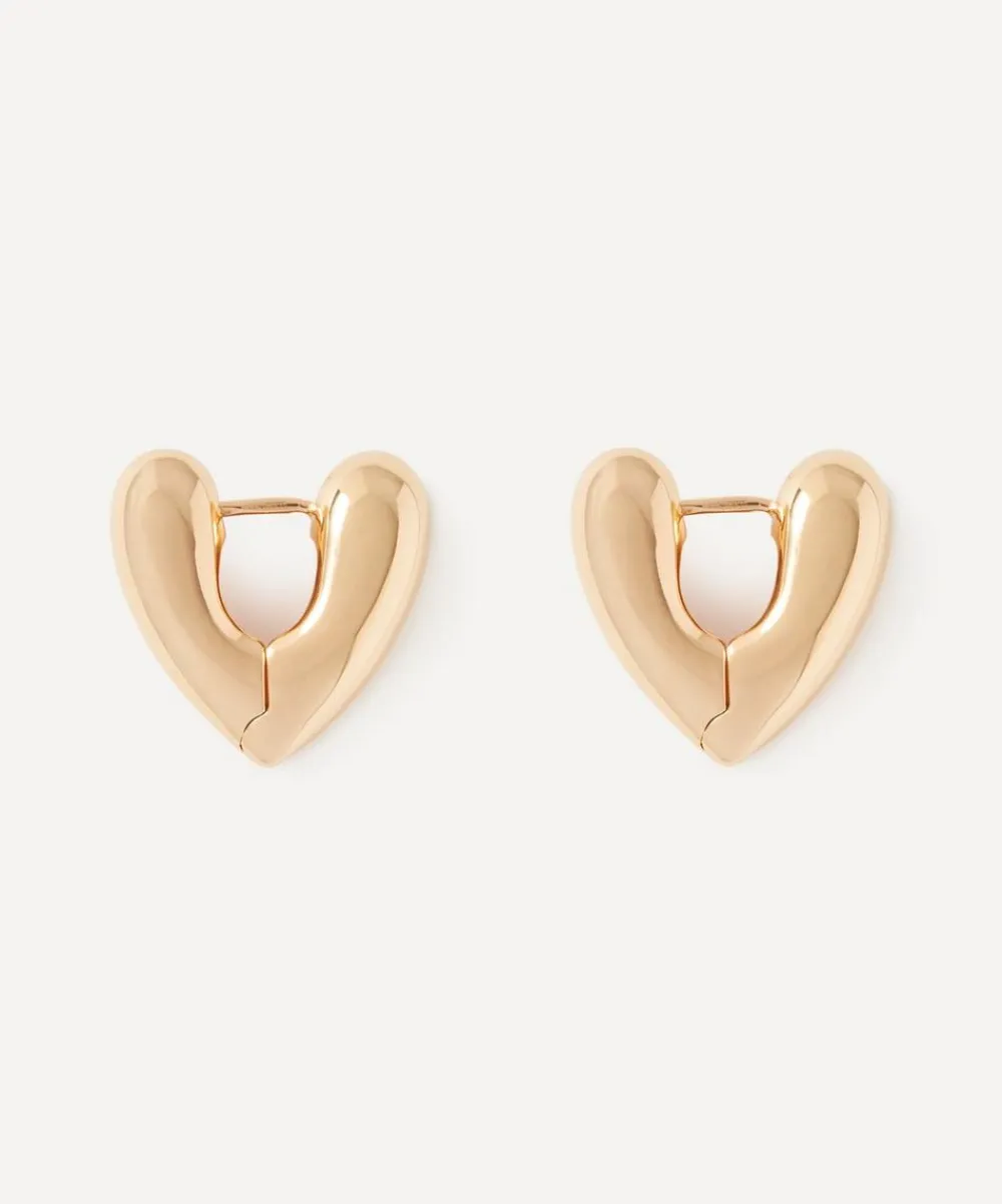Annika Inez Earrings^14ct Gold-Plated Heart Hoops