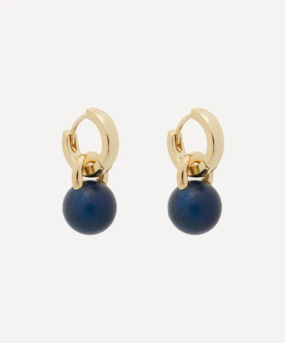 Kenneth Jay Lane Earrings^14ct Gold-Plated Huggie Lapis Ball Drop Earrings