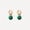 Kenneth Jay Lane Earrings^14ct Gold-Plated Huggie Malachite Ball Drop Earrings
