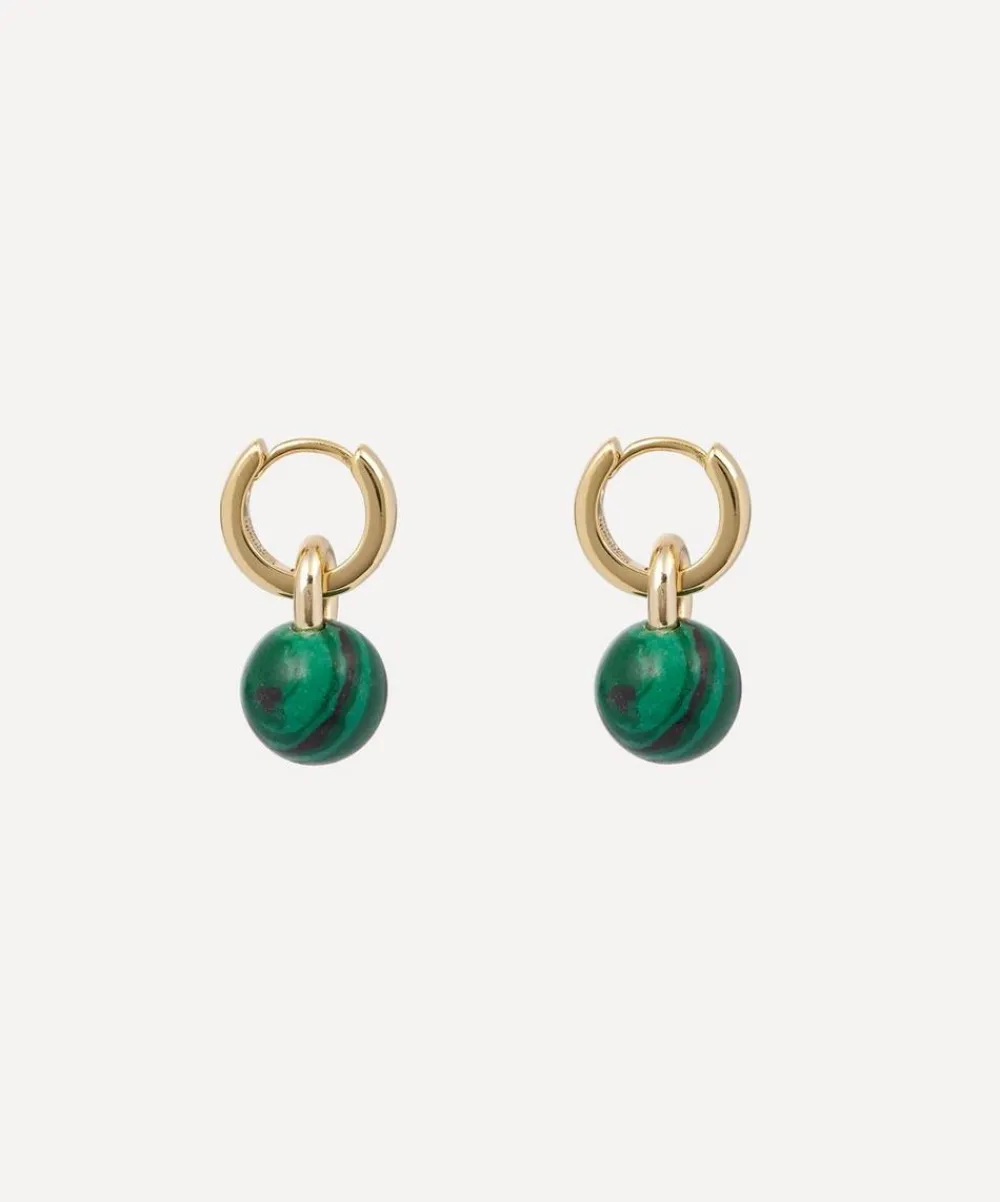 Kenneth Jay Lane Earrings^14ct Gold-Plated Huggie Malachite Ball Drop Earrings