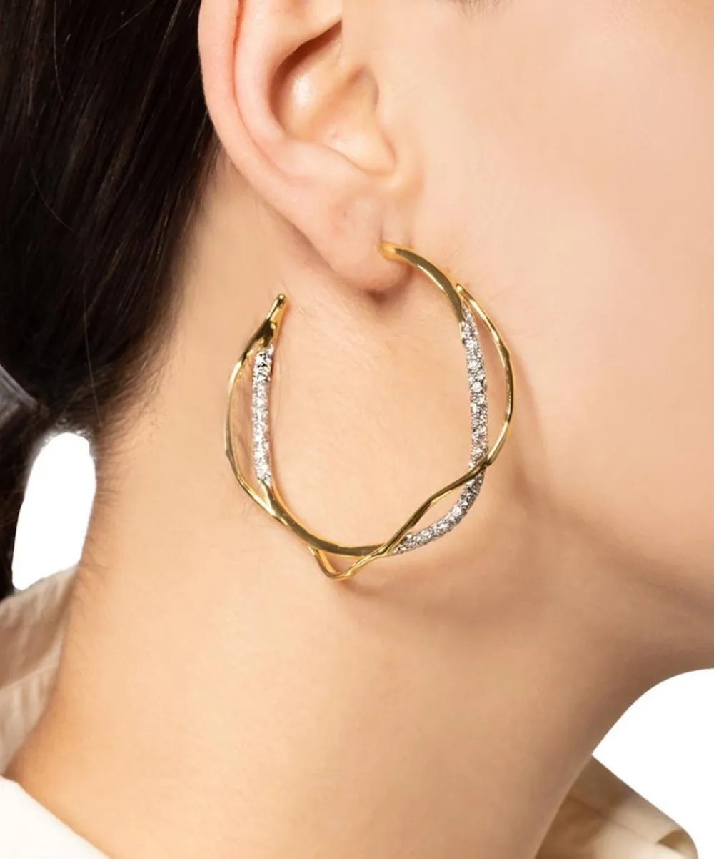 Alexis Bittar Earrings^14ct Gold-Plated Intertwined Two Tone Pavé Hoop Earrings