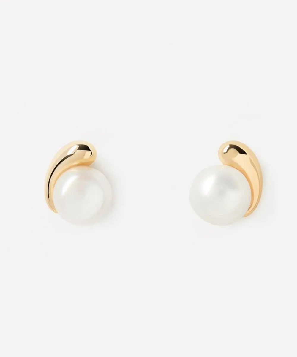 PDPAOLA Earrings^18ct Gold-Plated La Perla Stud Earrings