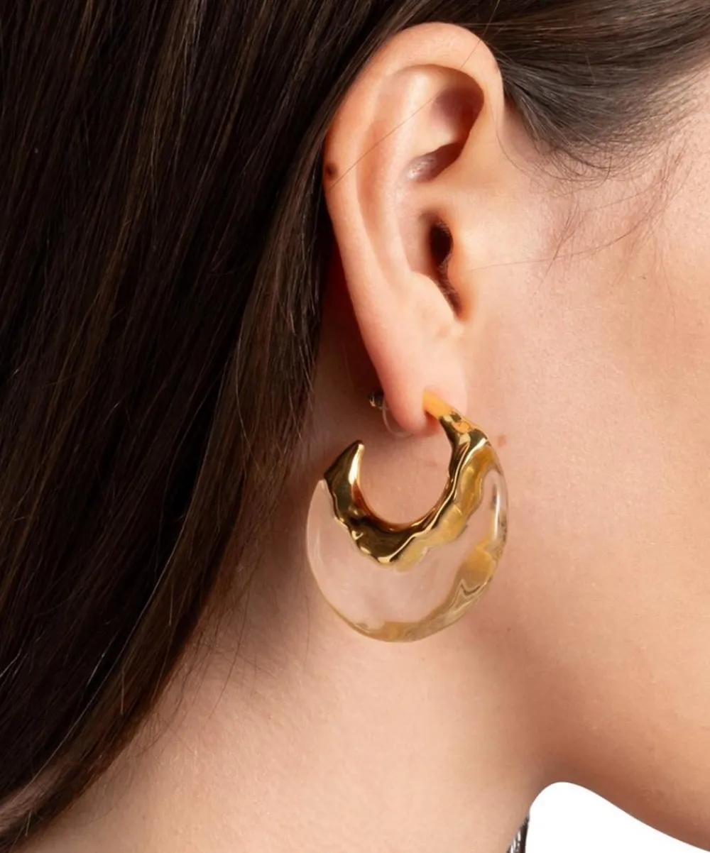 Alexis Bittar Earrings^14ct Gold-Plated Liquid Lucite Puffy Hoop Earrings