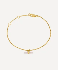 Rachel Jackson Bracelets^22ct Gold-Plated Love Rose Quartz T-Bar Bracelet