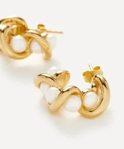 Missoma Earrings^18ct Gold-Plated Molten Pearl Twisted Mini Double Hoop Earrings