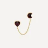 Grainne Morton Earrings^18ct Gold-Plated Moon and Star Double Stud Garnet Earring
