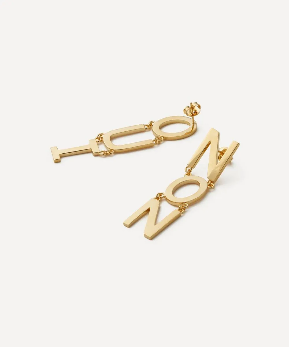 Martha Calvo Earrings^14ct Gold-Plated Non and Oui Drop Earrings