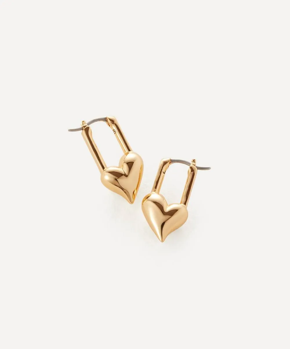 JENNY BIRD Earrings|Earrings^14ct Gold-Plated Padlock Heart Huggie Hoop Earrings