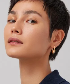 JENNY BIRD Earrings|Earrings^14ct Gold-Plated Padlock Heart Huggie Hoop Earrings