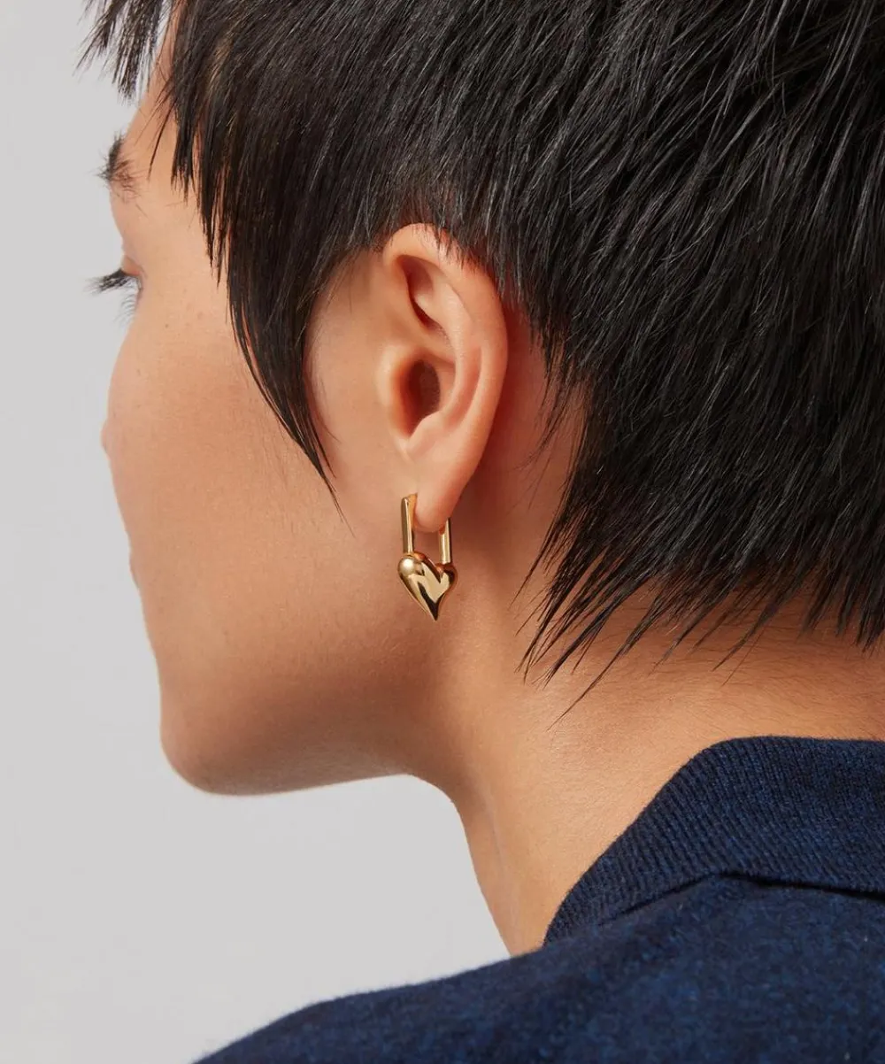 JENNY BIRD Earrings|Earrings^14ct Gold-Plated Padlock Heart Huggie Hoop Earrings