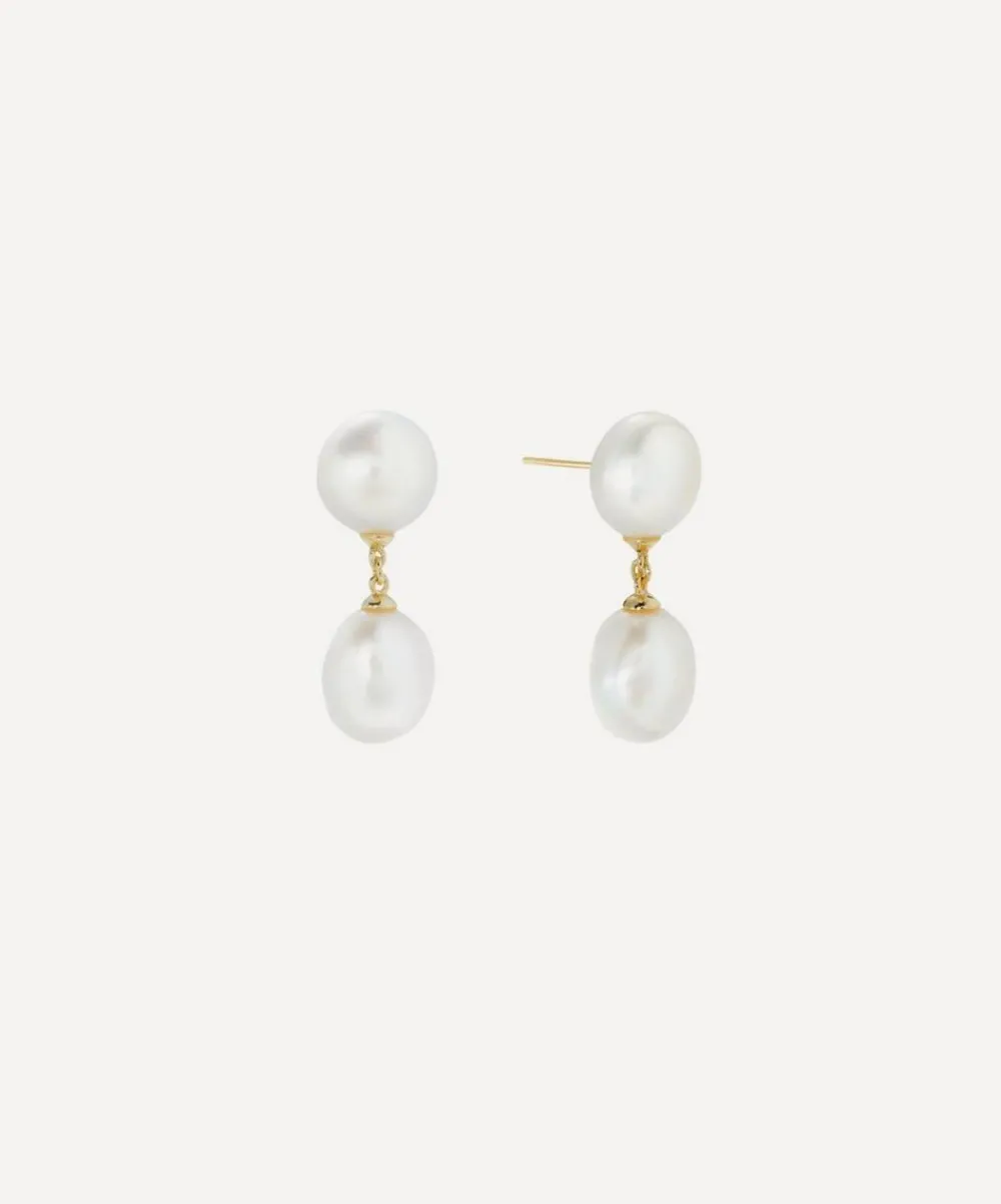SHASHI Earrings^14ct Gold-Plated Pearl Drop Earrings