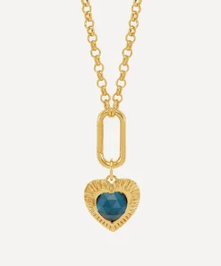 Rachel Jackson Necklaces^22ct Gold-Plated Personalised Electric Love Blue Topaz Hardware Heart Necklace