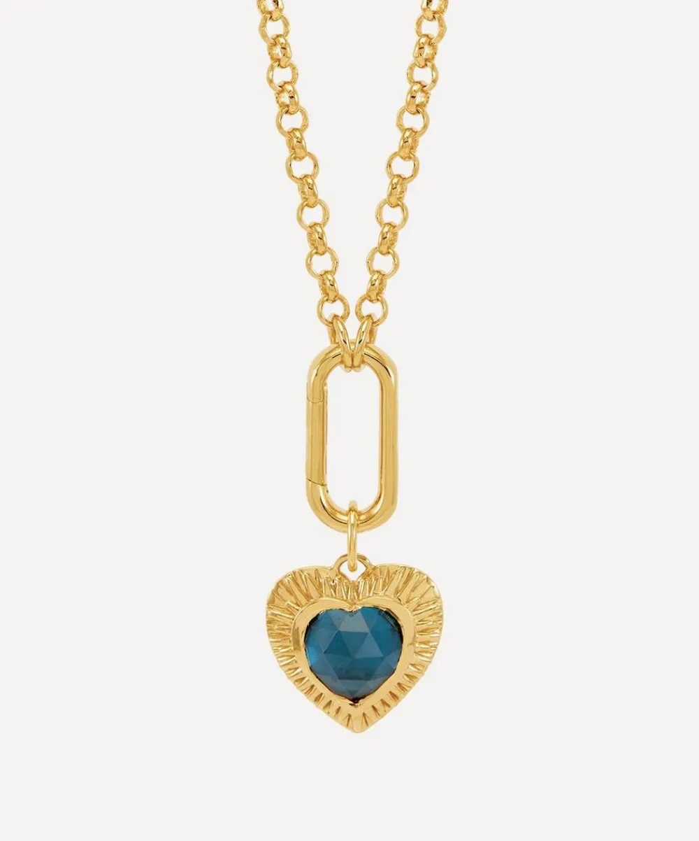 Rachel Jackson Necklaces^22ct Gold-Plated Personalised Electric Love Blue Topaz Hardware Heart Necklace