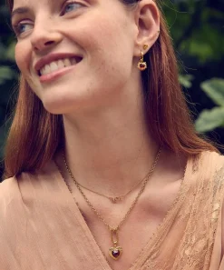 Rachel Jackson Necklaces^22ct Gold-Plated Personalised Electric Love Garnet Heart Pendant Necklace