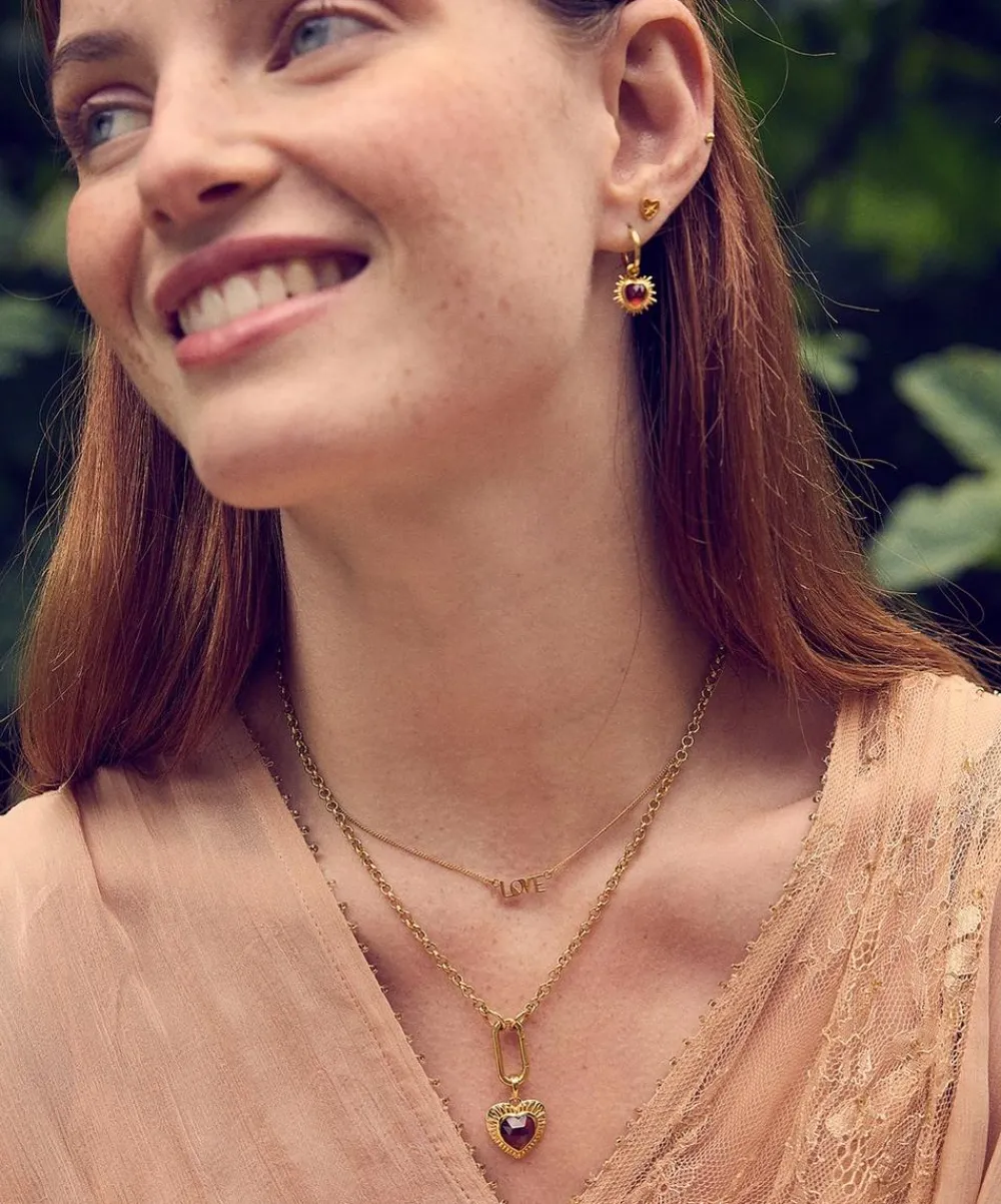 Rachel Jackson Necklaces^22ct Gold-Plated Personalised Electric Love Garnet Heart Pendant Necklace