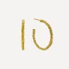 Alex Monroe Earrings^22ct Gold-Plated Pine Twig Hoop Earrings