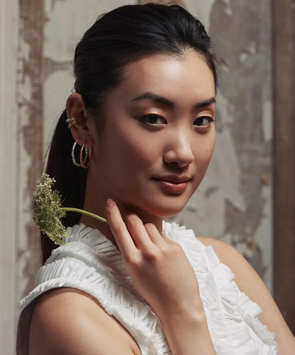 Alex Monroe Earrings^22ct Gold-Plated Pine Twig Hoop Earrings