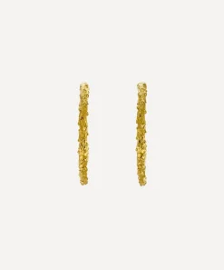 Alex Monroe Earrings^22ct Gold-Plated Pine Twig Hoop Earrings