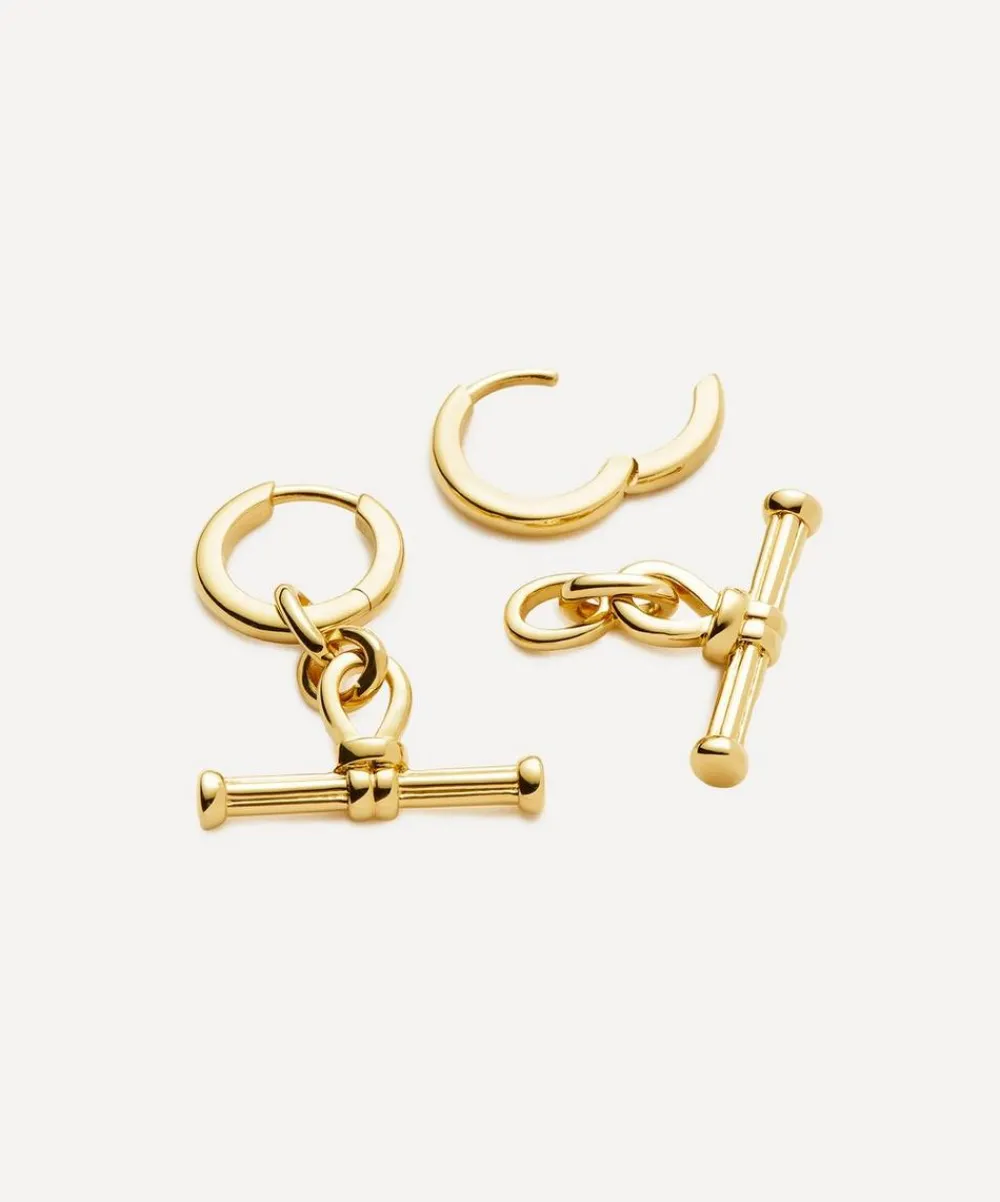 Missoma Earrings^18ct Gold-Plated Ridge T-Bar Drop Huggie Hoop Earrings