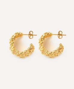 Alighieri Earrings^24ct Gold-Plated Rocky Road Hoop Earrings