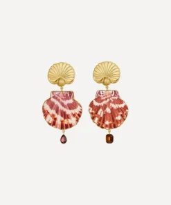 Grainne Morton Earrings^18ct Gold-Plated Scallop Drop Earrings