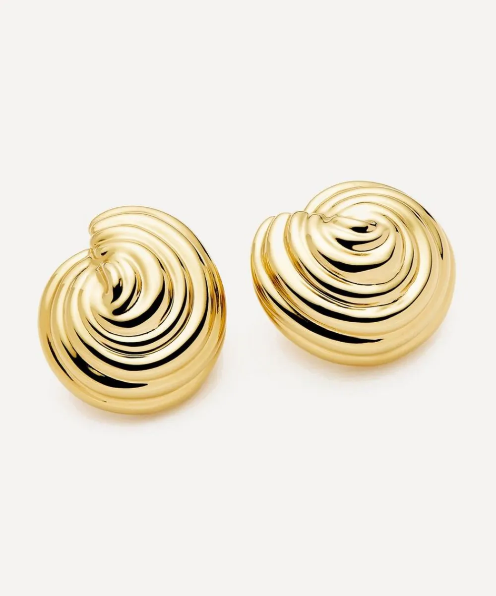 Missoma Earrings^18ct Gold-Plated Shell Dome Oversized Stud Earrings