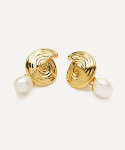 Missoma Earrings^18ct Gold-Plated Spiral Interchangeable Pearl Drop Earrings