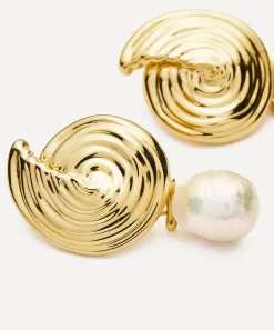 Missoma Earrings^18ct Gold-Plated Spiral Interchangeable Pearl Drop Earrings