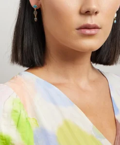Grainne Morton Earrings^18ct Gold-Plated Three Charm Moving Drop Earrings