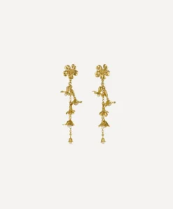 Alex Monroe Earrings^22ct Gold-Plated Tumbling Wildflower Pearl Drop Earrings