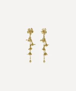 Alex Monroe Earrings^22ct Gold-Plated Tumbling Wildflower Pearl Drop Earrings