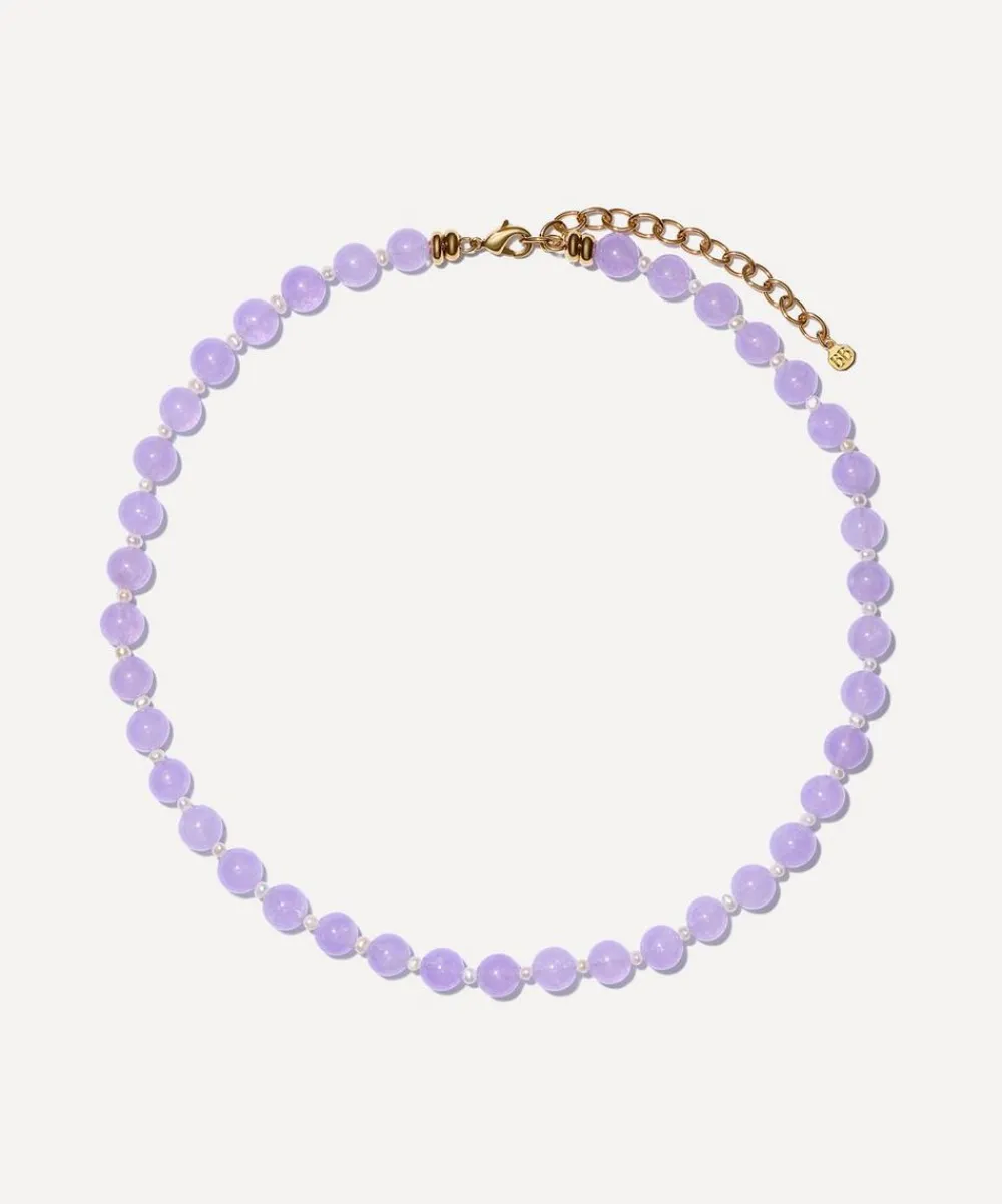 Bon Bon Jewellery Club Necklaces^14ct Gold-Plated Vermeil Brass Sweet Jade and Pearl Necklace